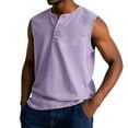 thumbnail image 1 of LISTHA Mens Tank Tops Button Gym Sleeveless Summer T-Shirt Distressed Washed Solid 2025 Workout Tee Purple 2XL, 1 of 4