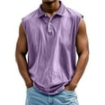 thumbnail image 1 of LISTHA Mens Tank Tops Button Workout Sleeveless Distressed Washed Tee Summer Casual Gym Vintage T-Shirt Purple M, 1 of 4