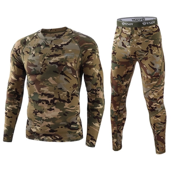 LISTHA Mens Thermal Underwear Set Winter Sport Hunting Sport Long Base Layer Bottom Top Army Green M