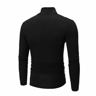 LISTHA Mens Turtleneck Shirts Long Sleeve Slim Fit Soft Pullover Casual Solid Color Lightweight T-Shirt Black 2XL