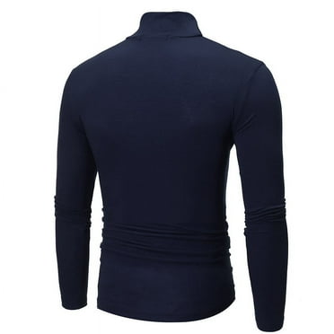 LISTHA Mens Turtleneck Shirts Slim Fit Long Sleeve Soft Pullover Solid Color Lightweight Basic T-Shirt Blue M