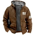 thumbnail image 1 of LISTHA Mens Winter Coats With Hood Fleece Lined Full Zip Coat Waterproof Fashion Graphic Sport Jacket Army Green 6XL, 1 of 3