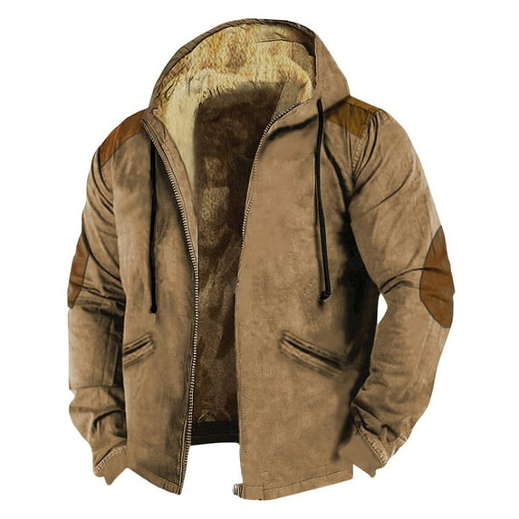 LISTHA Mens Winter Heavyweight Fleece Sherpa Lined Warm Sweatshirt Big And Tall Zip Up Hoodie Jackets Earthy Yellow 3XL