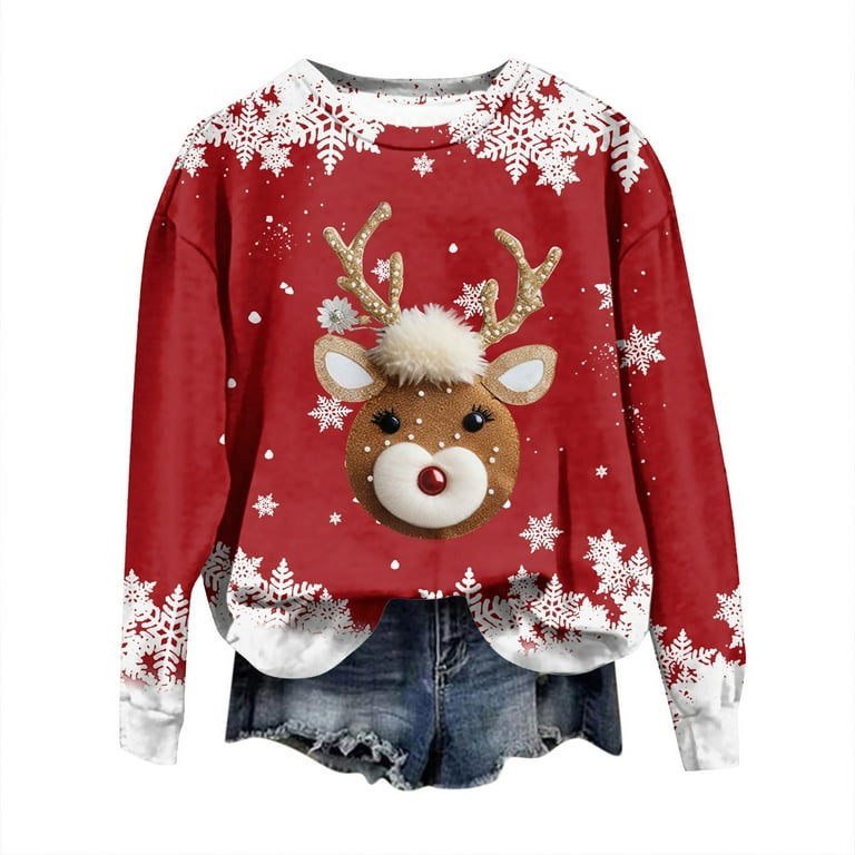 Fashion Christmas Deer Printing Long Sleeve Sweaters Fashion Christmas Deer Printing Long Sleeve Sweaters