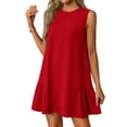 thumbnail image 1 of LISTHA Short Sundresses for Women 2025 Sleeveless Round Neck Mini Dresses Short Vacation A-Line Casual Tank Dress Red L, 1 of 9