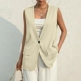 thumbnail image 1 of LISTHA 2024 Fall Long Linen Vest Blazer Y2K Fully Lined V-Neck Lightweight Fashion Casual Button Jackets Tops with Pockets Khaki M, 1 of 9