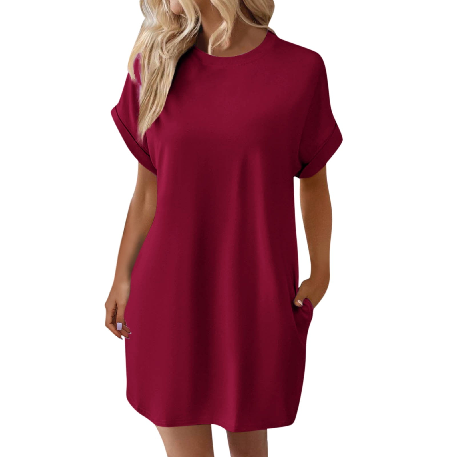 LISTHA T Shirt Dress Women Short Sleeve Loose Crew Neck Summer Dress — free download
