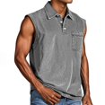 thumbnail image 1 of LISTHA Tank Tops for Men V Neck 2025 Sleeveless Gym T-Shirt Workout Vintage Distressed Washed Tee with Pocket Gray 2XL, 1 of 4