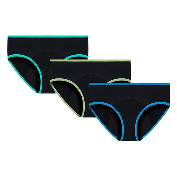 LISTHA Teen Girls Period Underwear Menstrual Period Panties Leak-Proof Cotton Protective Briefs Pack of 3 Blue XS