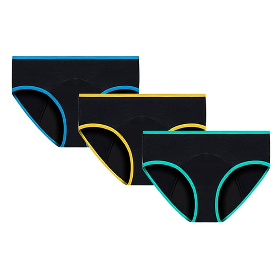 LISTHA Teen Girls Period Underwear Menstrual Period Panties Leak-Proof Cotton Protective Briefs Pack of 3 Dark Green 2XL