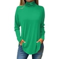 thumbnail image 1 of LISTHA Turtlenecks for Women Long Sleeve Shirts Loose Fit Fashion Top with Hem Oversized Lightweight Tshirts Green 3L, 1 of 5
