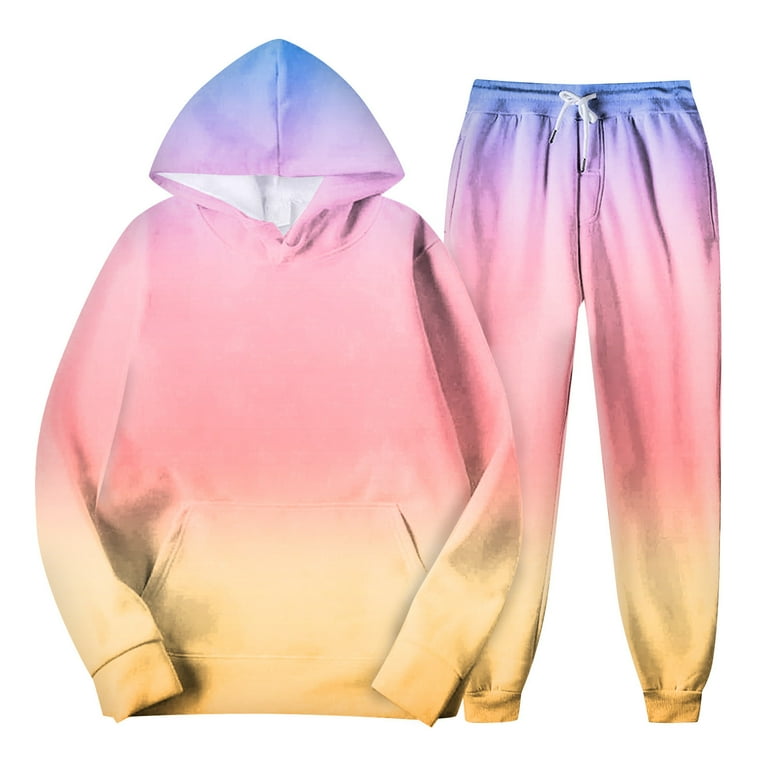 LISTHA Unisex 2 Sweatsuit Set Men Women Oversized Long Sleeve Hoodie Pullover Sweatshirt Tracksuit Jogger Sweatpants Pink XL Walmart
