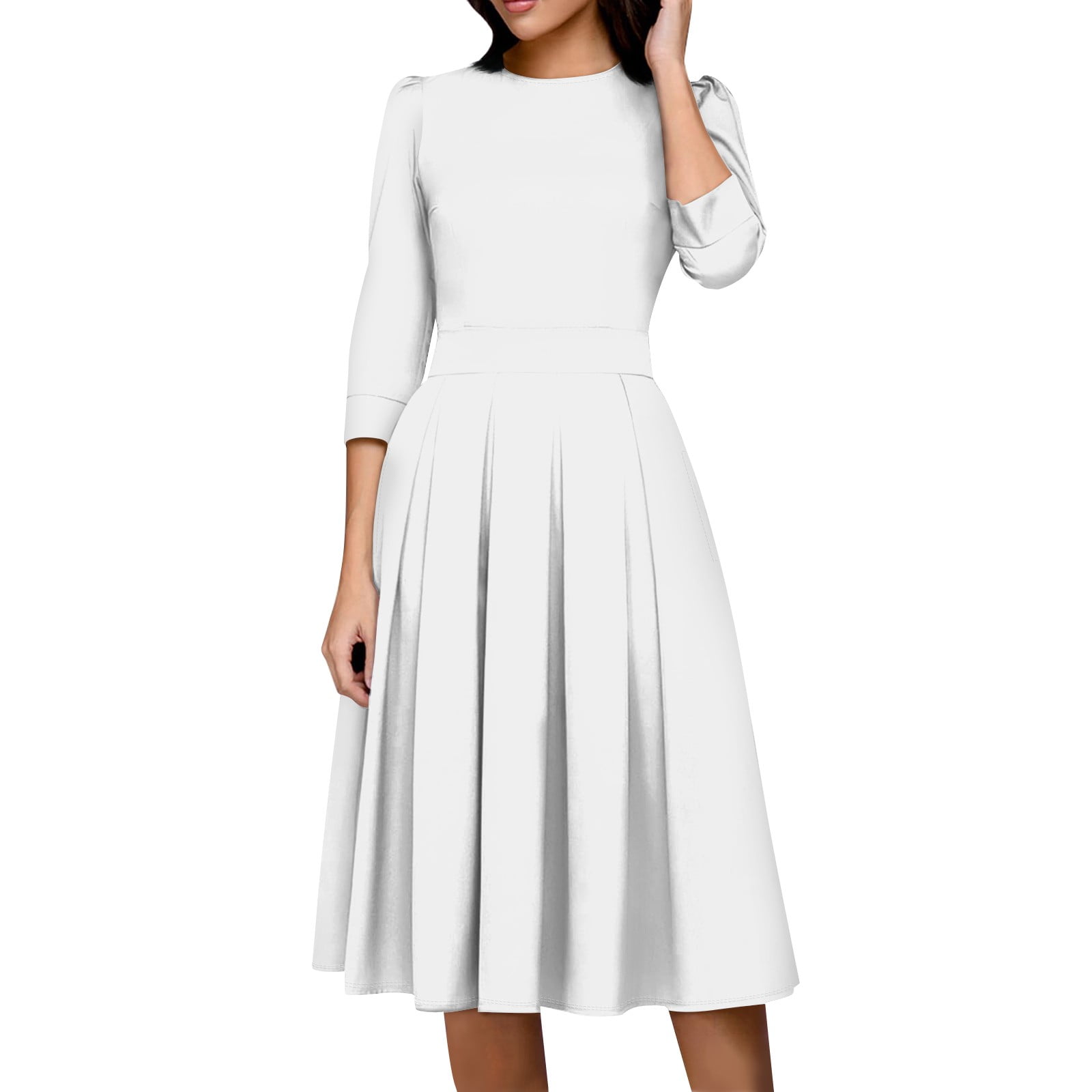knee length dresses for ladies Unique Vintage Off White Lace Andie Midi Dress-BP2 main image 1