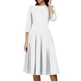 thumbnail image 1 of LISTHA Vintage Midi Dresses for Women Modest 3/4 Sleeve Crew Neck Wrap Dress A Line Pleated Wedding Guest Dress with Pockets White XL, 1 of 6