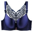 thumbnail image 1 of LISTHA Women Wire-Free Push Up Bra Seamless Front Closure Lace Butterfly Daily Bra Royal Blue 3475CDE, 1 of 9