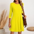 thumbnail image 1 of LISTHA Women's 3/4 Sleeve A-line and Flare Midi Long Dress Yellow 2XL, 1 of 6