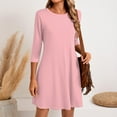 thumbnail image 1 of LISTHA Women's 3/4 Sleeve Dresses, Casual T-Shirt Dresses, Crew Neck Loose fit Swing Autumn Dresses, Tunic Dresses Pink 2XL, 1 of 6