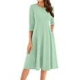 thumbnail image 1 of LISTHA Women's A-Line Swing Midi Dress 3/4 Sleeve Casual Formal Mint Green S, 1 of 5