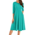 thumbnail image 1 of LISTHA Women's A-Line Swing Midi Dress 3/4 Sleeve Casual Formal Turquoise 3XL, 1 of 5