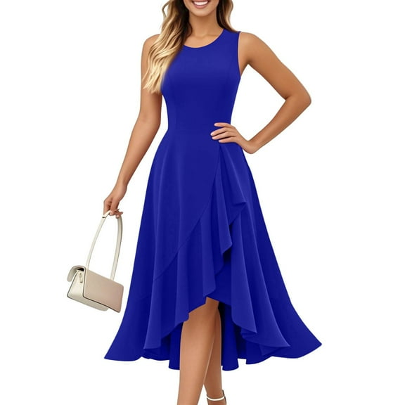 LISTHA Women's Cocktail Dresses Cocktail Casual Sundress 2025 Ruffle Mermaid Formal Dresses Royal Blue L