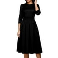thumbnail image 1 of LISTHA Women's Fall 3/4 Sleeve Midi Dresses Casual Formal Church Wedding Guest Work Clothes Black L, 1 of 6
