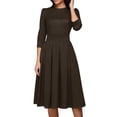 thumbnail image 1 of LISTHA Women's Fall 3/4 Sleeve Midi Dresses Casual Formal Church Wedding Guest Work Clothes Brown 2XL, 1 of 6