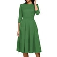 thumbnail image 1 of LISTHA Women's Fall 3/4 Sleeve Midi Dresses Casual Formal Church Wedding Guest Work Clothes Dark Green L, 1 of 6