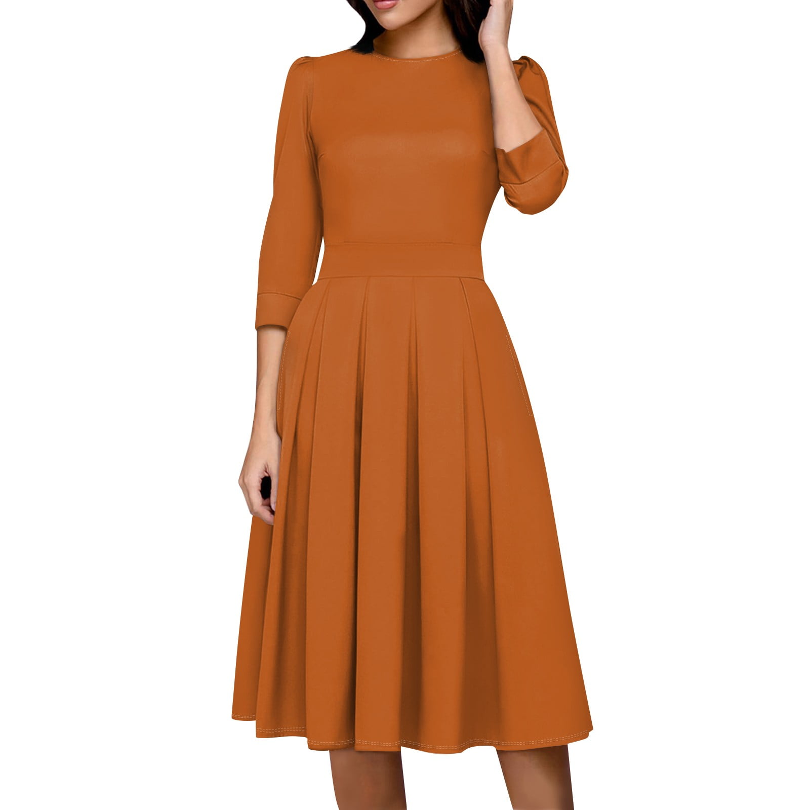 ginger brown dress Plus Size Ruffle Bow Sequin Ginger Evening Dress PJM022L main image 1