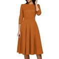 thumbnail image 1 of LISTHA Women's Fall 3/4 Sleeve Midi Dresses Casual Formal Church Wedding Guest Work Clothes Ginger S, 1 of 6