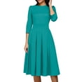 thumbnail image 1 of LISTHA Women's Fall 3/4 Sleeve Midi Dresses Casual Formal Church Wedding Guest Work Clothes Green S, 1 of 6