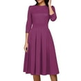 thumbnail image 1 of LISTHA Women's Fall 3/4 Sleeve Midi Dresses Casual Formal Church Wedding Guest Work Clothes Purple L, 1 of 6