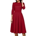thumbnail image 1 of LISTHA Women's Fall 3/4 Sleeve Midi Dresses Casual Formal Church Wedding Guest Work Clothes Wine L, 1 of 6
