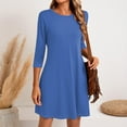 thumbnail image 1 of LISTHA Women's 3/4 Sleeve A-line and Flare Midi Long Dress Blue 2XL, 1 of 6