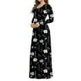 thumbnail image 1 of LISTHA Women's Maxi Dress Long Sleeve Crewneck Loose Plain Casual Empire Waist Fall Party Long Dresses with Pockets Black 3XL, 1 of 5