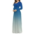 thumbnail image 1 of LISTHA Women's Maxi Dress Long Sleeve Crewneck Loose Plain Casual Empire Waist Fall Party Long Dresses with Pockets Blue M, 1 of 5