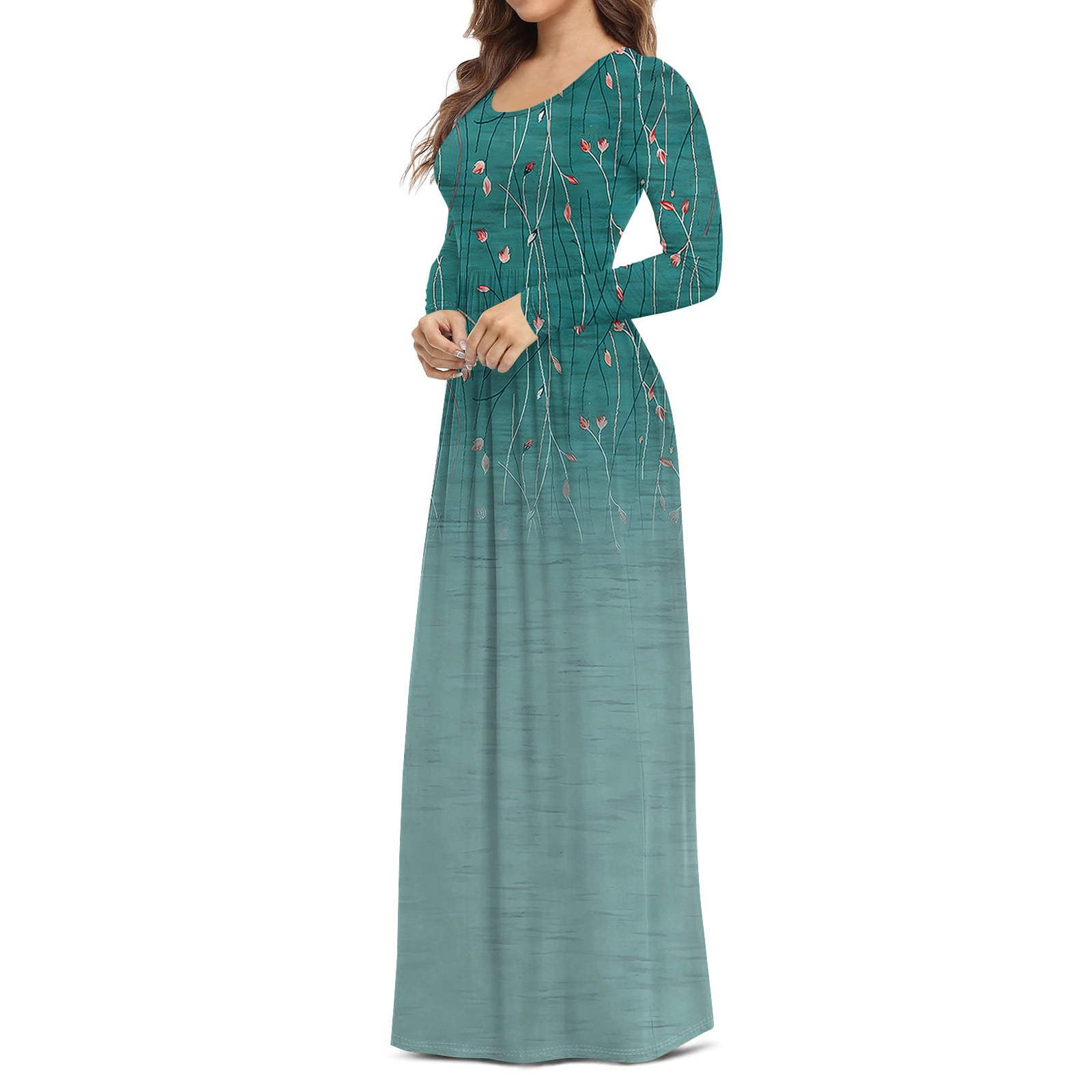 casual turquoise long dresses A-Line Maxi Dress
