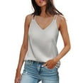 thumbnail image 1 of LISTHA Women's Tank Tops Silk Satin V Neck Loose Casual Top Sleeveless Basic Plus Size Summer Vest Silver 2XL, 1 of 3