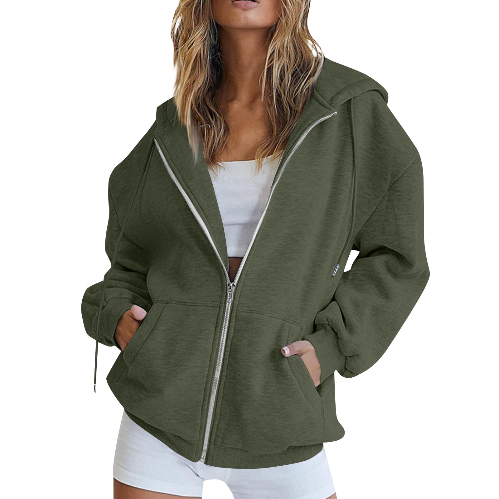 Yuccalley Women's Color Block Hoodie - Striped Long Sleeve V-Neck Top - View #11
