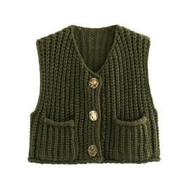 ZXSXSY Long Sweater Vest for Women Sleeveless Plaid Knit Vest