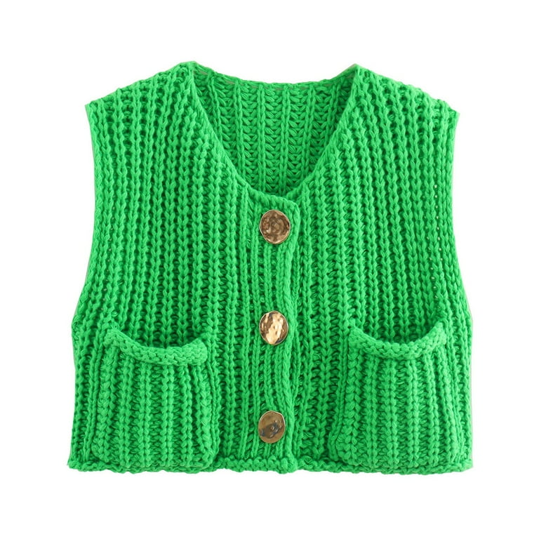 トップス eaphi U NECK LEAF PATTERN KNIT VEST Eaphi U NECK LEAF PATTERN KNIT VEST
