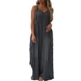 thumbnail image 1 of LISTHA Womens Jumpsuits Dressy Summer Plus Size Wide Leg Cargo Overalls Casual 2025 Rompers with Pockets Black S, 1 of 6