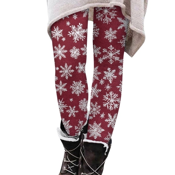 LISTHA Xmas Leggings for Women Plus Size Tummy Control Xmas Ugly Christmas Pants Holiday Christmas Graphic High Waisted Tights Wine XL