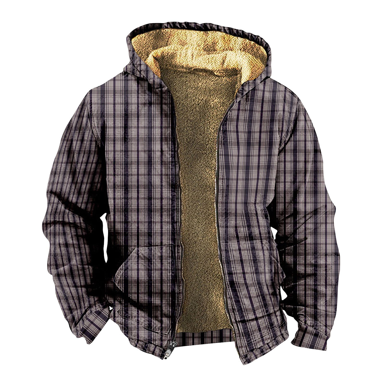 Veste D'hiver Homme Carreaux Flanelle - Doublure Laine, Capuche, Coupe Ample, Style Décontracté - 5