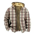 thumbnail image 1 of LISTHA Zip Up Hoodie Men Winter Sherpa Plaid Graphic Jacket Cool Thermal Graphic Coat Heavy Tie Dye WarmOutwear Khaki 5XL, 1 of 3