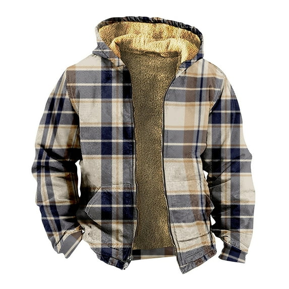 LISTHA Zip Up Hoodie Men Winter Sherpa Plaid Graphic Jacket Cool Thermal Graphic Coat Heavy Tie Dye WarmOutwear Multicolor 6XL