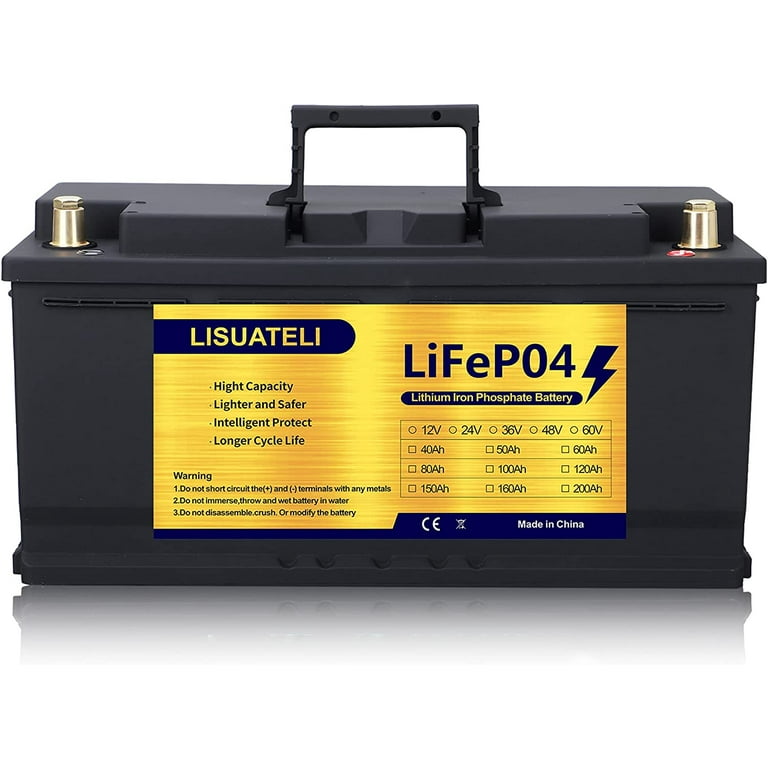LISUATELI 12v 100Ah LifePo4 Battery Up to 7000 Deep Cycles with BMS Lithium  Iron for RV Campers Solar Marine Caravans Golf Carts.