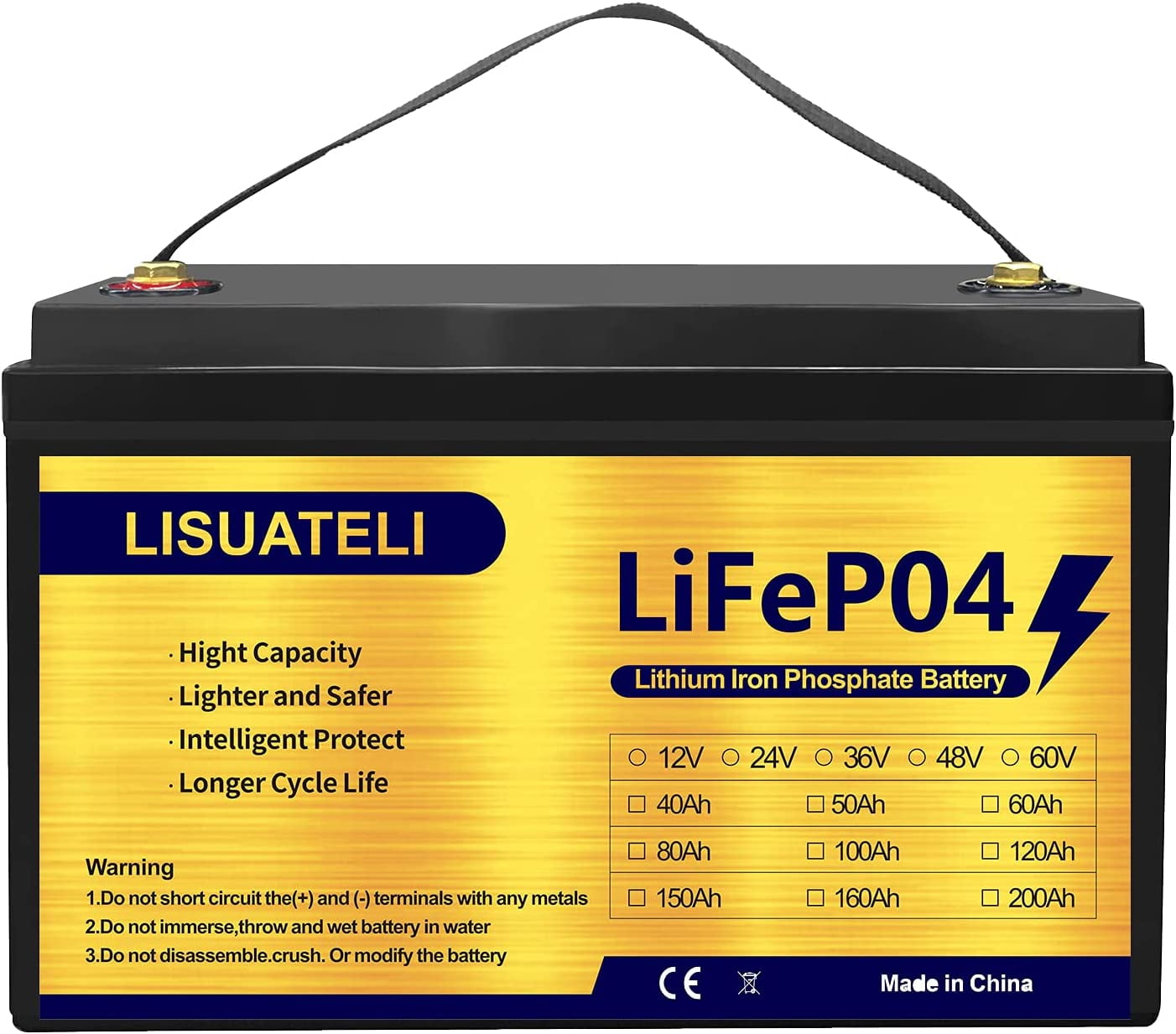 LISUATELI LiFePO4 Deep Cycle Lithium Iron Battery 12V 100Ah for Boat