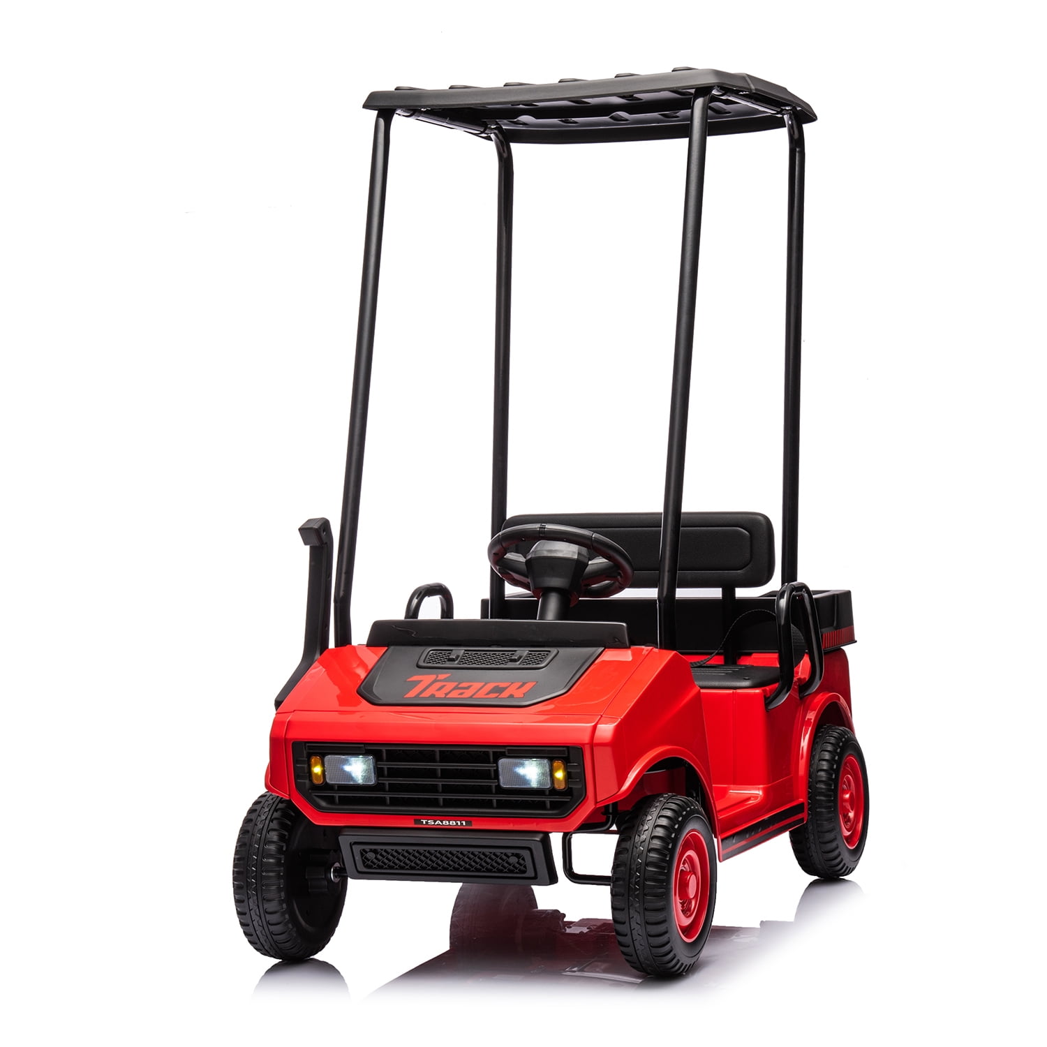LISUEYNE 24V Ride on Car, Electric Golf Cart with Ceiling, Ride on Truck with Remote Control, Music, Rear Storage Box, Electric Car for Boys Girls Age 3+, 18.5" Large Seat with Armrests, Red