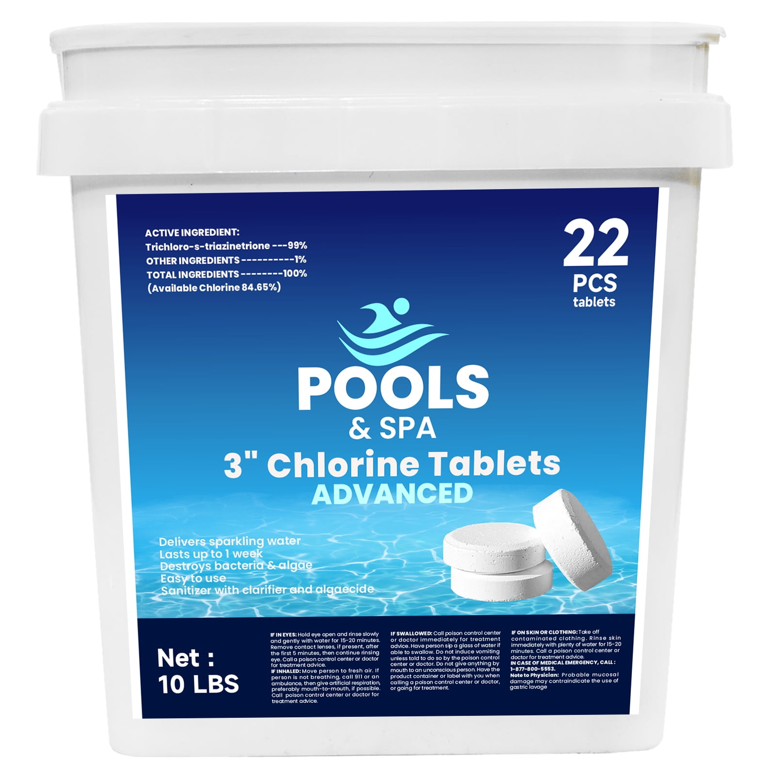 LISUEYNE 3inch Chlorine Tablets,Clear Balance Swimming Pool Alkalinity