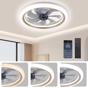 LISUNAR 20" Ceiling Fans with Lights and Remote,Gold-Smart Dimmable low profile ceiling fan with light,Ceiling fans with lights flush mount Stepless Color Temperature Change and 6 Speeds 7 Blades